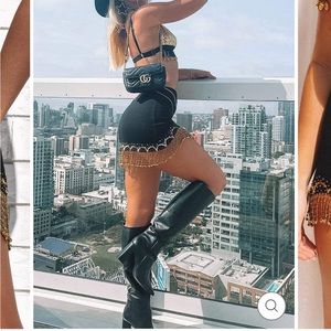 BRAND NEW SOLD OUT GOLD EMBELLISHED SHIMMY MINI SKIRT HER PONY THE LABEL.